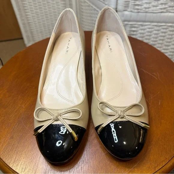 Tahari Leather "Maisy" Cap Toe Block Heel 7M - Picture 5 of 11